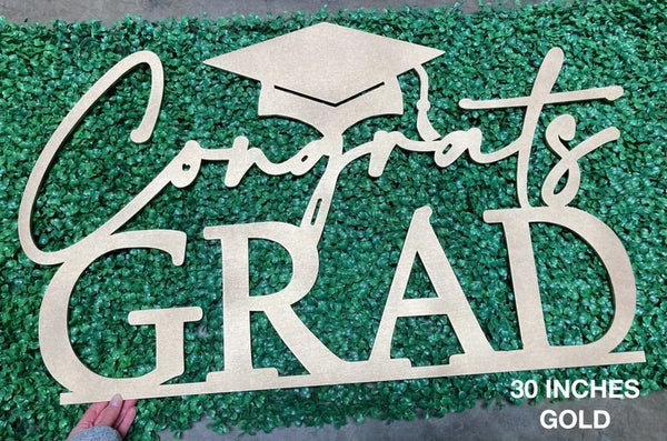 Signs Gradss Congrats Grad Modern Script Graduation Sign – Lavender Dots Design