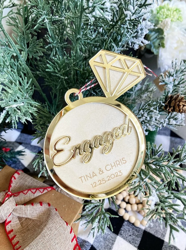 "Engaged" Double Layered Ornament