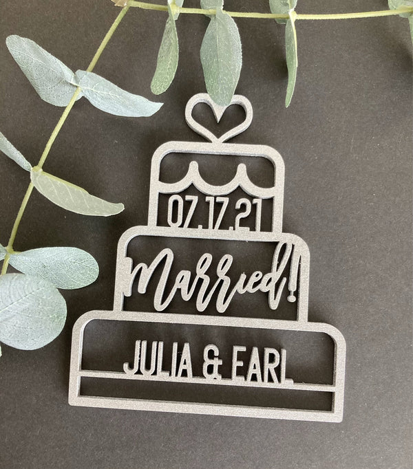 "Married" Wedding Cake Ornament